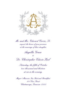 monogrammed themed wedding invitation