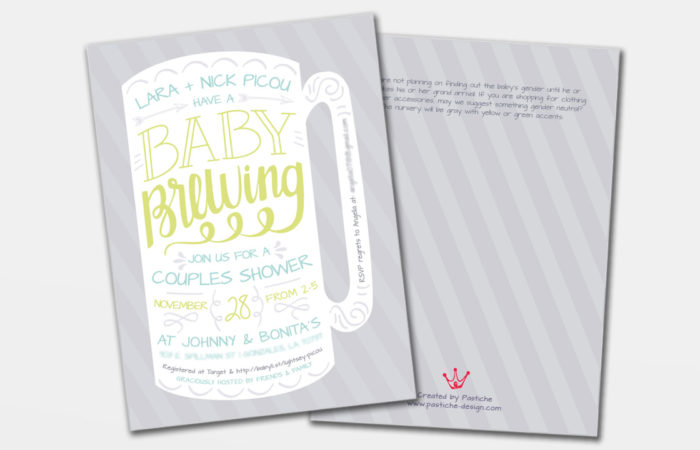 beer brewing theme baby shower invitation