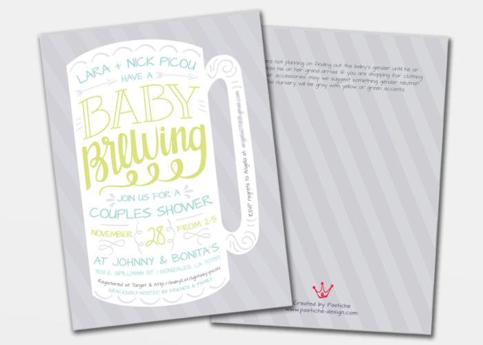 beer brewing theme baby shower invitation
